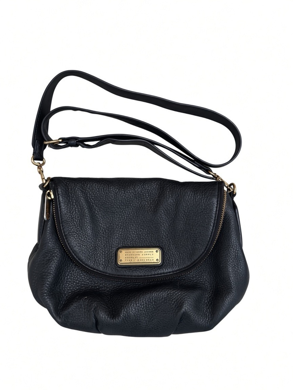 Marc by Marc Jacobs Black Leather Shoulder Bag with Gold Hardware